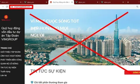 Cảnh báo tình trạng giả mạo trang web của Vingroup để lừa đảo