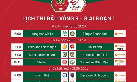 Lịch thi đấu vòng 8 V-League: Tâm điểm với Thanh Hóa gặp Hoàng Anh Gia Lai