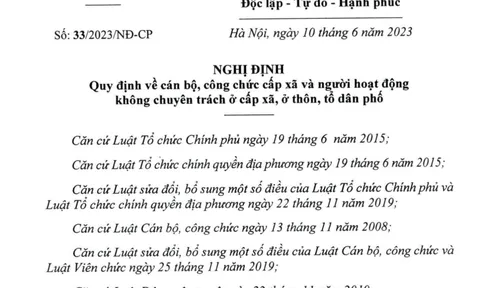 Nghị định quy định về cán bộ, công chức cấp xã và người hoạt động không chuyên trách ở cấp xã, ở thôn, tổ dân phố