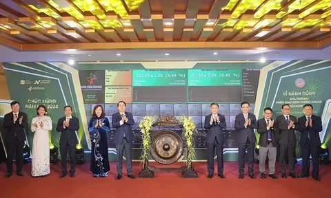 Đánh cồng khai trương phiên giao dịch chứng khoán đầu năm 2024