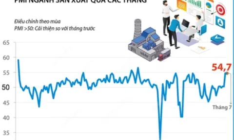 Ngành sản xuất Việt Nam tiếp tục tăng trưởng mạnh trong tháng 7 năm 2024