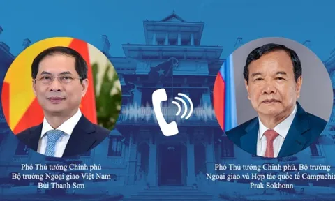 Phó Thủ tướng, Bộ trưởng Ngoại giao Bùi Thanh Sơn điện đàm với Phó Thủ tướng, Bộ trưởng Ngoại giao và Hợp tác quốc tế Campuchia Prak Sokhonn