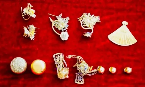 Bộ kim phẩm bằng vàng cung tiến Thánh mẫu Lê Chân (Hải Phòng) được công nhận Bảo vật quốc gia