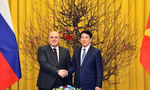 Chủ tịch nước Lương Cường tiếp Thủ tướng Chính phủ Nga Mikhail Mishustin