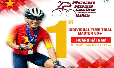 Cua-rơ Hoàng Hải Nam giành Huy chương Vàng với chiếc xe mượn
