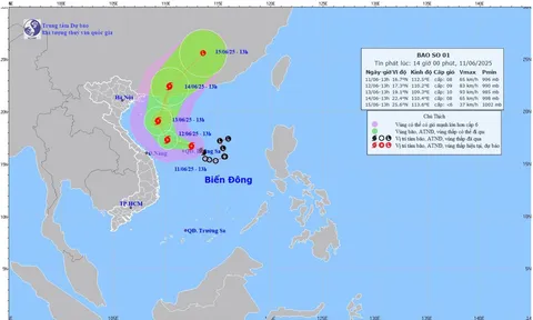 Bão số 1 di chuyển theo hướng Tây Tây Bắc, gây mưa lớn tại Trung Trung Bộ, bắc Tây Nguyên