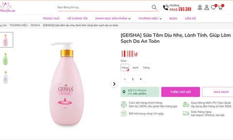 Sữa tắm Geisha của một doanh nghiệp bị thu hồi do không đạt chỉ tiêu vi sinh vật