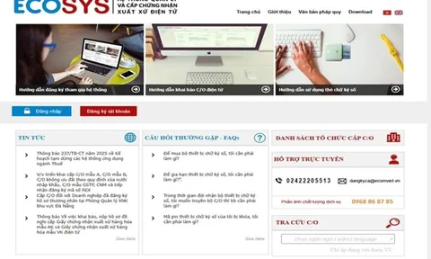Bắt buộc khai báo Giấy chứng nhận xuất xứ hàng hóa qua eCoSys