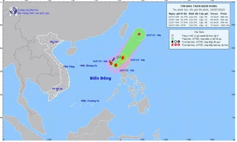 Thời tiết hôm nay (24-7): Bão số 4 (Comay), giật cấp 11, ở phía đông khu vực Bắc Biển Đông
