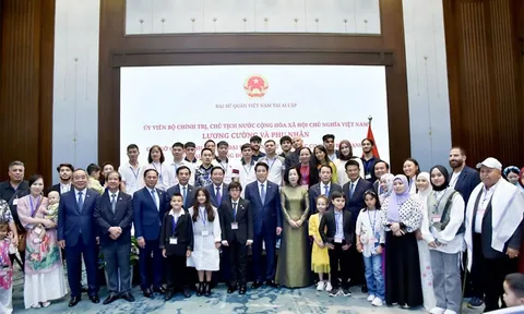 Chủ tịch nước Lương Cường gặp gỡ cán bộ, nhân viên Đại sứ quán và cộng đồng người Việt Nam tại Ai Cập