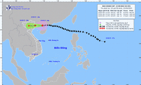 Thời tiết hôm nay (25-9): Bão số 9 cách Móng Cái (Quảng Ninh) khoảng 170km, gió giật cấp 11