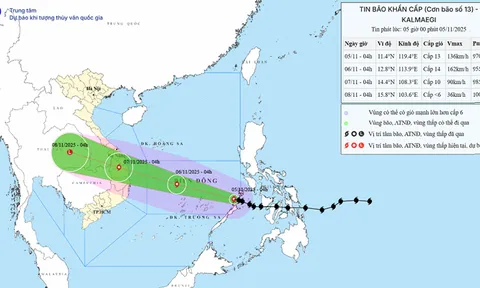 Thời tiết hôm nay (5-11): Bão Kalmaegi trở thành cơn bão số 13 trên Biển Đông gây gió giật cấp 17, biển động dữ dội