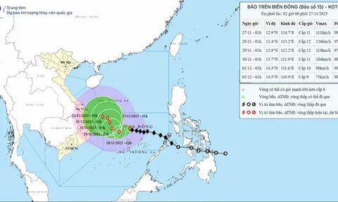 Thời tiết hôm nay (27-11): Bão số 15 giật cấp 14 hiện cách đảo Song Tử Tây khoảng 170km