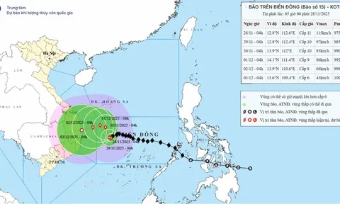 Thời tiết hôm nay (28-11): Bão số 15 cách đảo Song Tử Tây khoảng 240km
