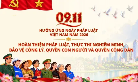 Bộ Tư pháp giới thiệu bộ nhận diện tuyên truyền Ngày Pháp luật Việt Nam năm 2026