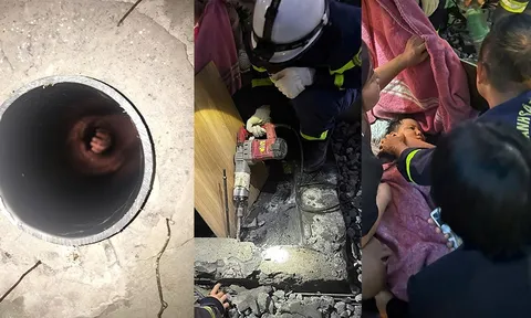 Cháu bé bị kẹt tay trong đường ống đài phun nước KĐT Masteri được giải cứu