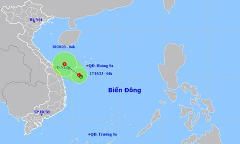 Vùng áp thấp đang ở vùng biển ngoài khơi Trung Trung Bộ