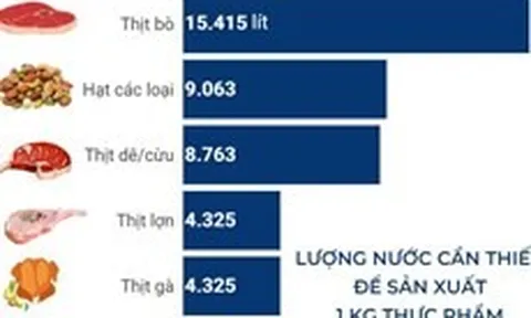 Mức tiêu thụ nước trong sản xuất thực phẩm