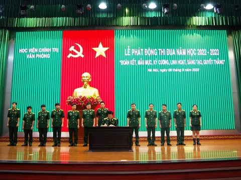 Văn phòng Học viện Chính trị tổ chức Lễ phát động phong trào thi đua quyết thắng năm học 2022 - 2023