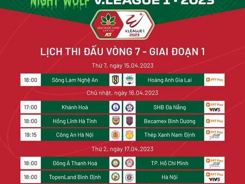 Lịch thi đấu vòng 7 V-League: Công an Hà Nội gặp Nam Định
