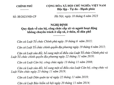Nghị định quy định về cán bộ, công chức cấp xã và người hoạt động không chuyên trách ở cấp xã, ở thôn, tổ dân phố