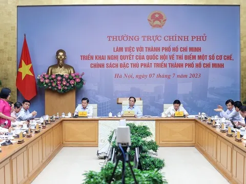 Thường trực Chính phủ làm việc với TP. Hồ Chí Minh triển khai Nghị quyết số 98/2023/QH15 của Quốc hội