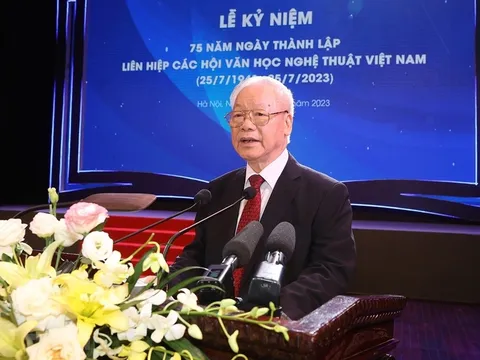 Tổng Bí thư Nguyễn Phú Trọng dự Lễ kỷ niệm 75 năm Ngày thành lập Liên hiệp các Hội Văn học nghệ thuật Việt Nam