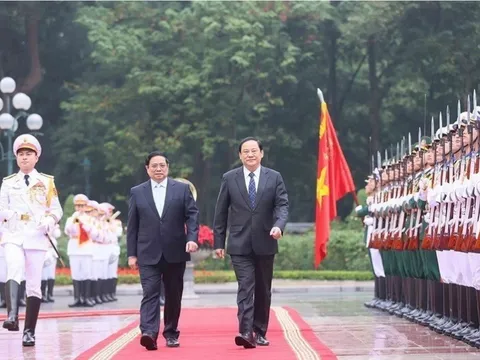Thủ tướng Phạm Minh Chính chủ trì Lễ đón Thủ tướng Lào thăm chính thức Việt Nam