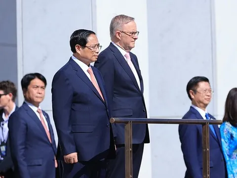 Lễ đón Thủ tướng Phạm Minh Chính thăm chính thức Australia theo nghi thức trọng thể nhất