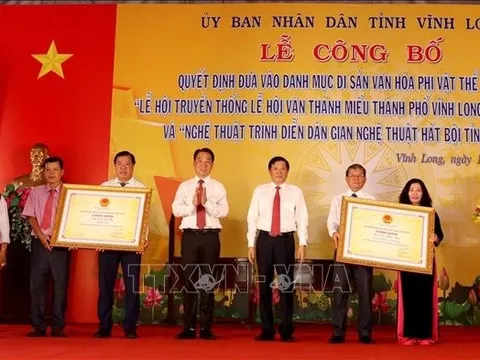 Vĩnh Long đón nhận 2 di sản văn hóa phi vật thể quốc gia