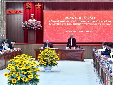 Tổng Bí thư Tô Lâm làm việc với Ban Thường vụ Thành ủy Hà Nội