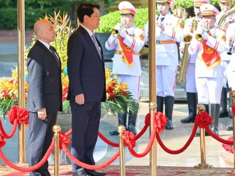 Chủ tịch nước Lương Cường chủ trì lễ đón cấp Nhà nước Quốc vương Campuchia Norodom Sihamoni