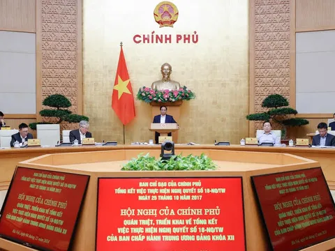 Thủ tướng chủ trì Hội nghị của Chính phủ quán triệt, triển khai về tổng kết thực hiện Nghị quyết số 18-NQ/TW