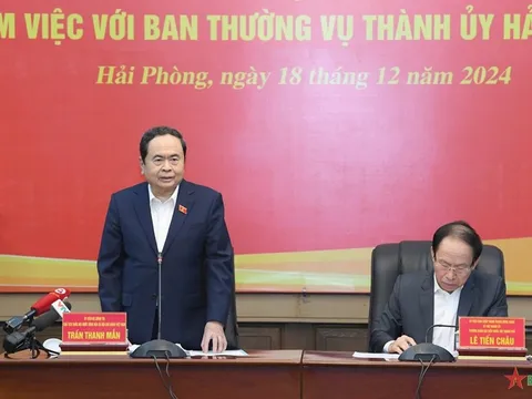 Chủ tịch Quốc hội Trần Thanh Mẫn làm việc với Ban Thường vụ Thành ủy Hải Phòng