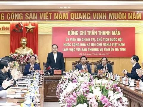 Chủ tịch Quốc hội Trần Thanh Mẫn làm việc với Ban Thường vụ Tỉnh ủy Hà Tĩnh