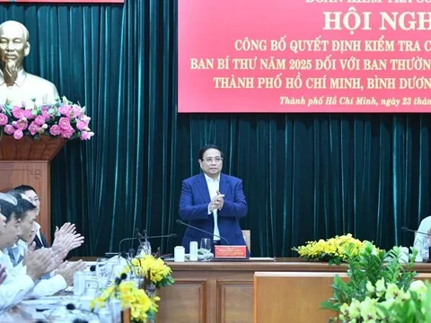 Công bố Quyết định thành lập Đoàn kiểm tra đối với Ban Thường vụ Tỉnh ủy, Thành ủy: Thành phố Hồ Chí Minh, Bình Dương, Bà Rịa-Vũng Tàu