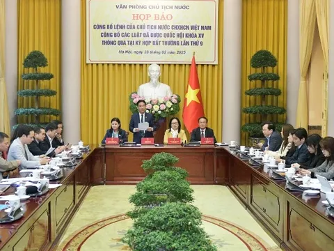 Công bố Lệnh của Chủ tịch nước về ba luật được Quốc hội thông qua tại Kỳ họp bất thường lần thứ 9