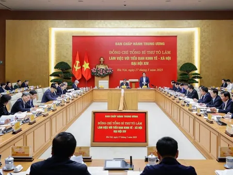 Tổng Bí thư Tô Lâm làm việc với Tiểu ban Kinh tế - xã hội Đại hội XIV