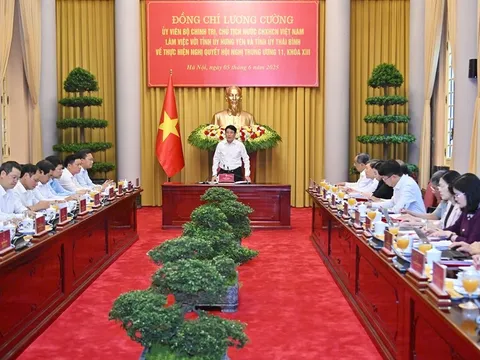 Chủ tịch nước Lương Cường làm việc với Tỉnh ủy Hưng Yên và Thái Bình về thực hiện Nghị quyết Trung ương 11, khóa XIII