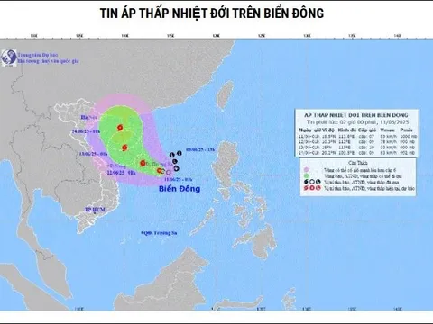 Thời tiết hôm nay (11-6): Áp thấp nhiệt đới di chuyển chậm trên Biển Đông