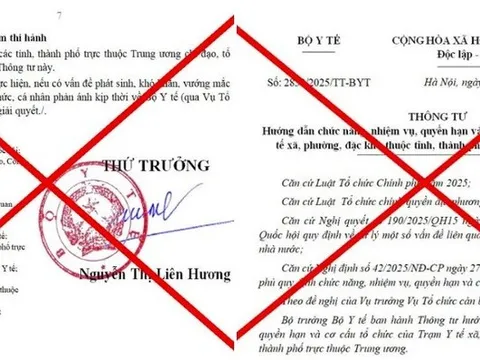 Bộ Y tế cảnh báo về văn bản giả mạo liên quan chức năng, nhiệm vụ của trạm y tế xã, phường