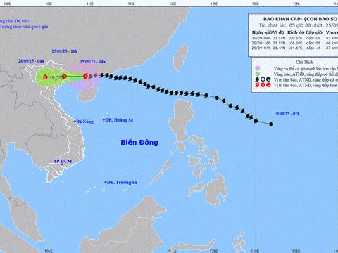 Thời tiết hôm nay (25-9): Bão số 9 cách Móng Cái (Quảng Ninh) khoảng 170km, gió giật cấp 11