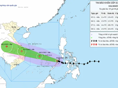 Thời tiết hôm nay (5-11): Bão Kalmaegi trở thành cơn bão số 13 trên Biển Đông gây gió giật cấp 17, biển động dữ dội