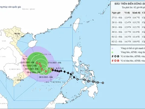 Thời tiết hôm nay (27-11): Bão số 15 giật cấp 14 hiện cách đảo Song Tử Tây khoảng 170km