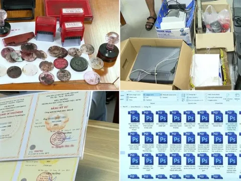Bắt nhóm đối tượng làm giả con dấu của hơn 100 trường đại học, viện, trung tâm ngoại ngữ