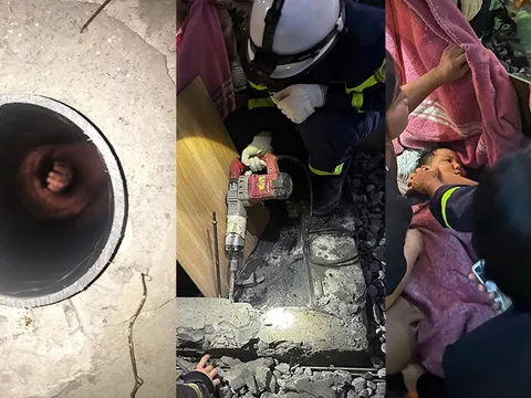 Cháu bé bị kẹt tay trong đường ống đài phun nước KĐT Masteri được giải cứu