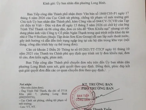Ban Tiếp công dân TP.HCM chuyển đơn phản ánh liên quan Dự án The 9 Stellars đến UBND phường Long Bình xử lý