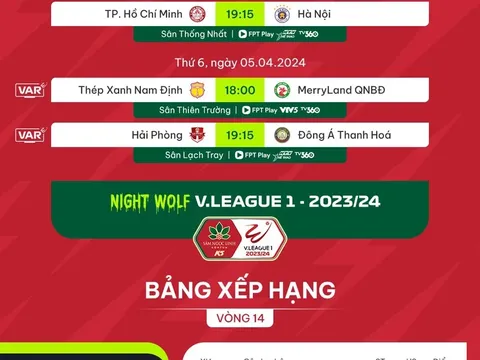 Lịch thi đấu vòng 15 V-League: Nam Định chạm trán Bình Định