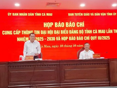 Đại hội đại biểu Đảng bộ tỉnh Cà Mau lần thứ I, nhiệm kỳ 2025 – 2030: “Đoàn kết - Dân chủ - Trách nhiệm - Đột phá - Phát triển”
