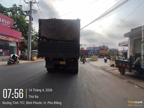Ghi nhận về tình trạng phương tiện vận tải có dấu hiệu vi phạm tải trọng trên tuyến đường 757 qua xã Long Hà  tỉnh Đồng Nai.